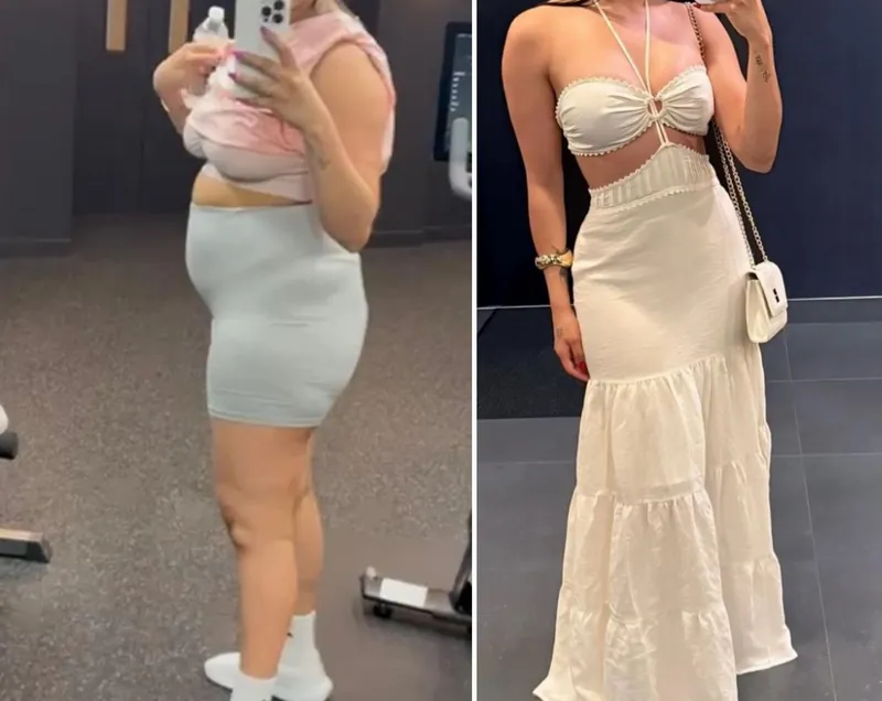 Antes e depois de aluna: emagrecimento